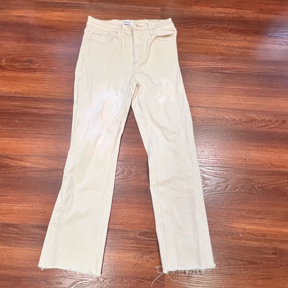Pistola Jean Woman 27 White Mid Rise Distressed Bleached Slim Fit USA Made Denim - Picture 4 of 10